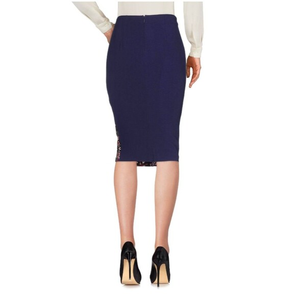 PINKO Women's Navy Blue w/Multicolor Paisley Print Midi Pencil Skirt Sz 8 Italy - Picture 2 of 16